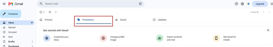 The Promotions tab sits at the top of your Gmail inbox